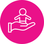 Illustration - hand supporting child icon within pink circle