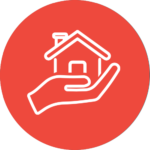 Illustration - hand supporting house icon within red circle