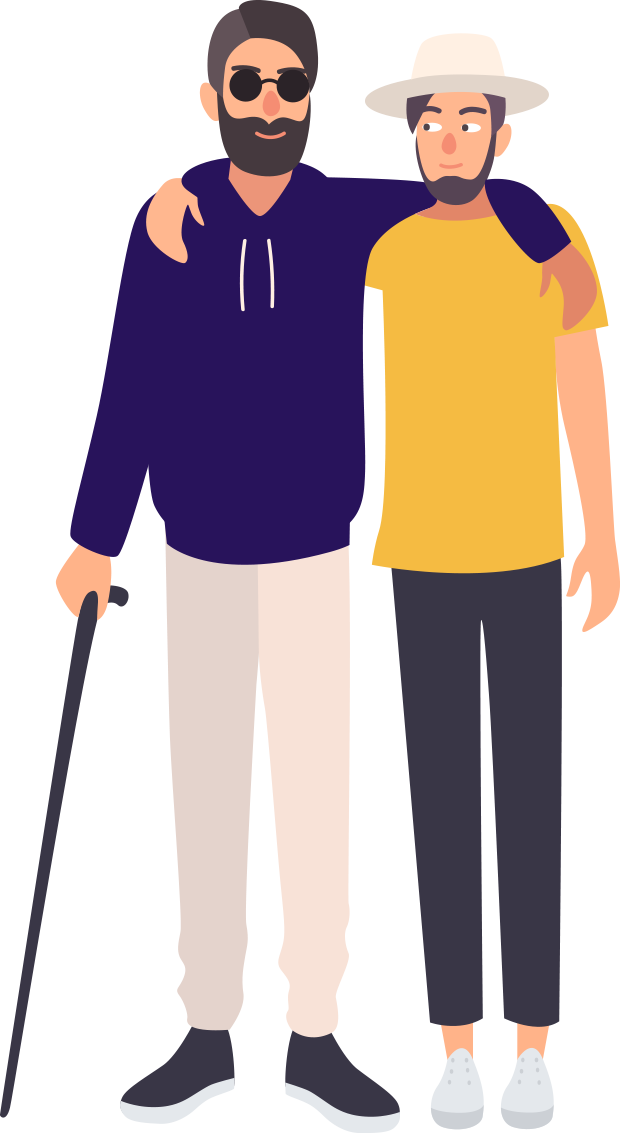 Illustration - Carer helping a blind man