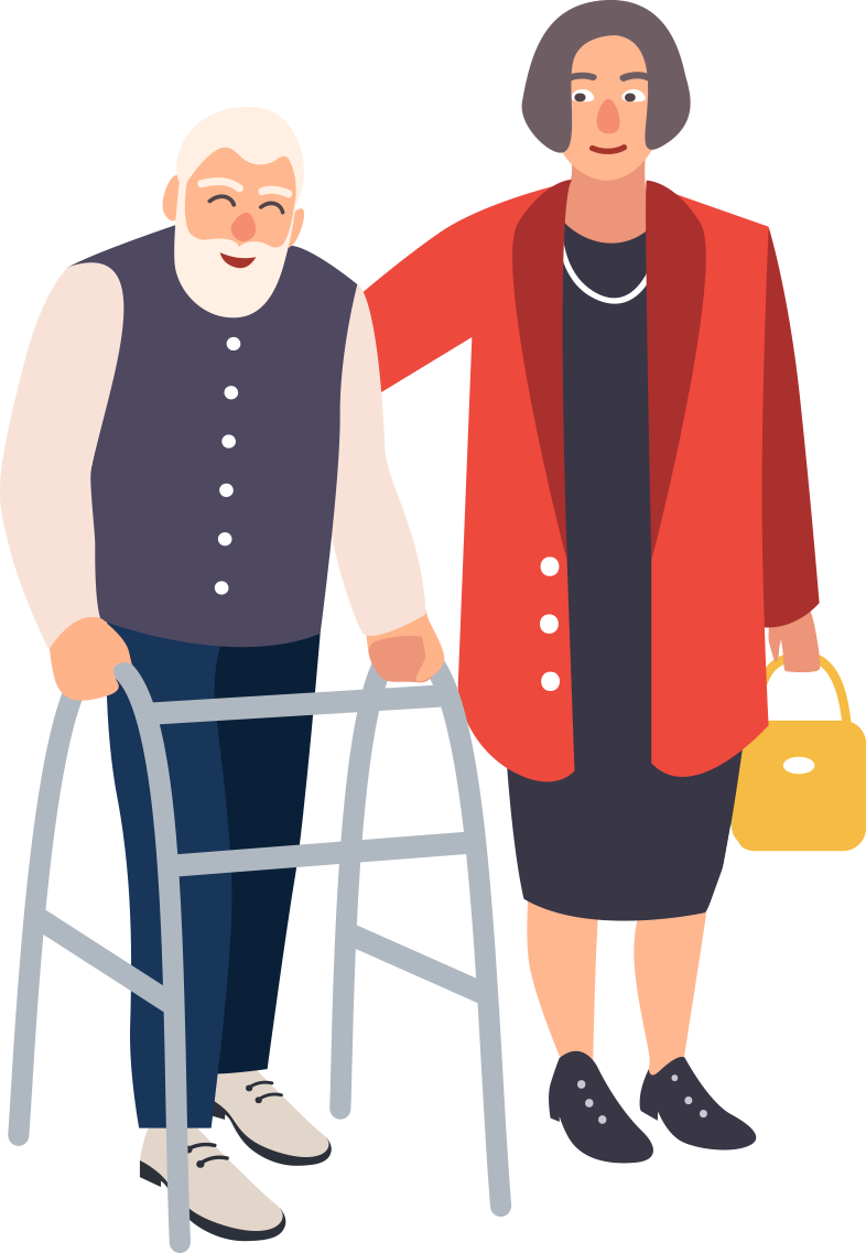 Illustration - Carer helping an old man