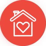 Illustration -house icon within heart in the middle