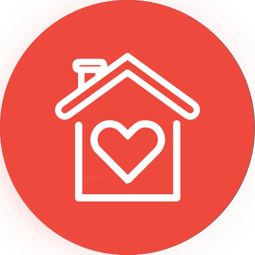 Illustration -house icon within heart in the middle
