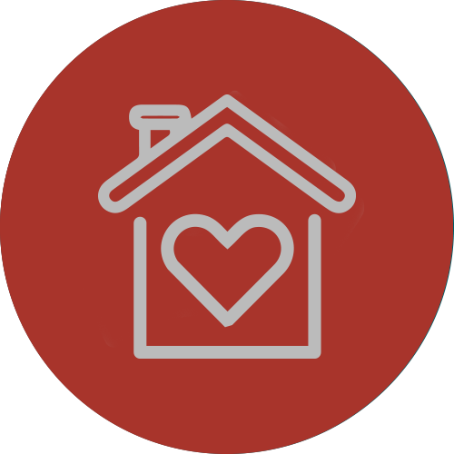 Illustration -house icon within heart in the middle - dark