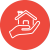 Illustration - hand supporting house icon within red circle