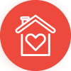 Illustration -house icon within heart in the middle